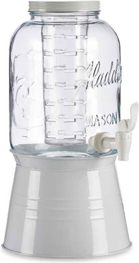 Vivalto Glazen drankdispenser limonadetap op voet met witte kleur dop voet tap 3.8 liter Drankdispensers