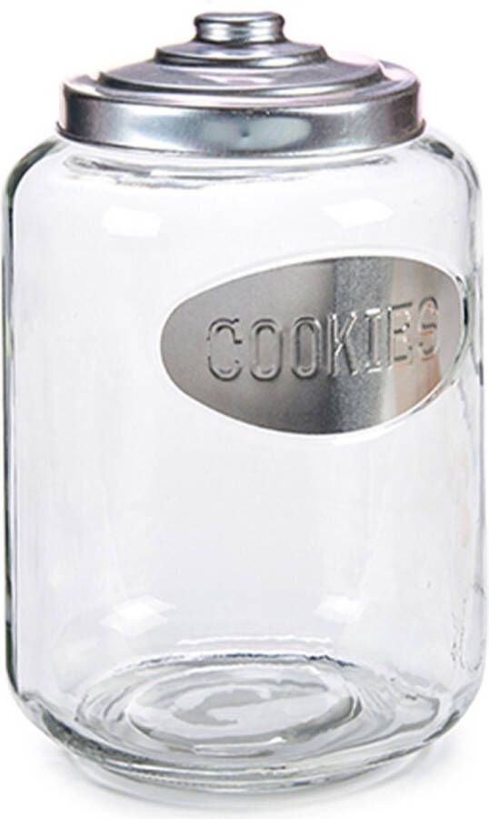 Vivalto Glazen koektrommel snoepjes koekjes voorraad pot met zilverkleurige deksel 5800 ml Formaat: 19 x 19 x 28 cm
