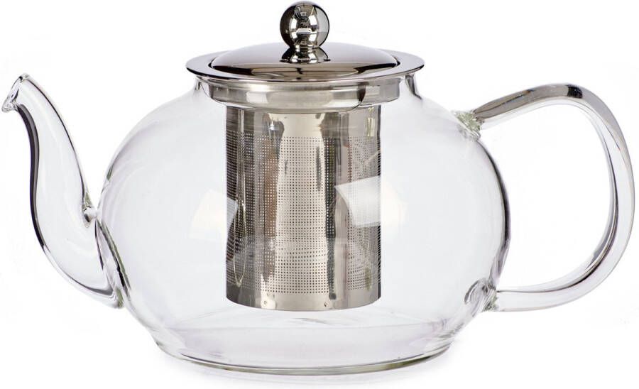 Vivalto Glazen theepot 1100 ml met filter infuser en handvat Theepotten theekannen van glas Theepot met thee infuser