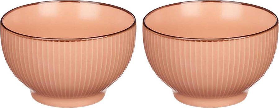 Vivalto Kommetjes serveer schaaltjes soepkommen 2x Mistique porselein D14 x H8 cm zalm roze Stapelbaar