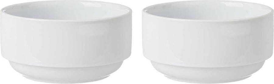 Vivalto Kommetjes serveer schaaltjes soepkommen 2x Sendai porselein D13 x H6.5 cm ivoor wit Stapelbaar