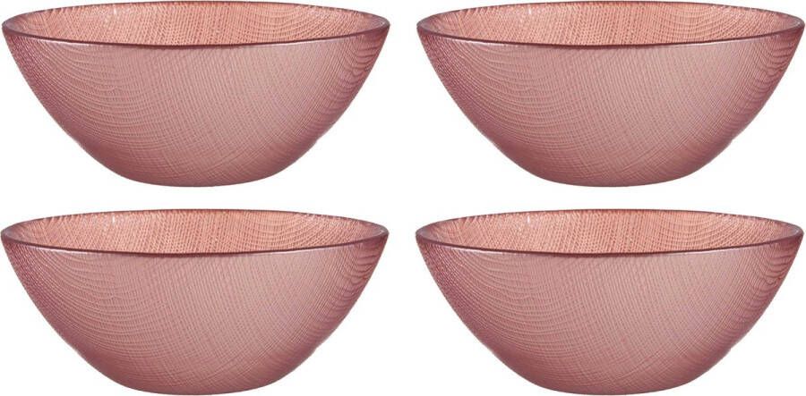 Vivalto Kommetjes serveer schaaltjes soepkommen 4x Murano glas D15 x H6 cm roze Stapelbaar