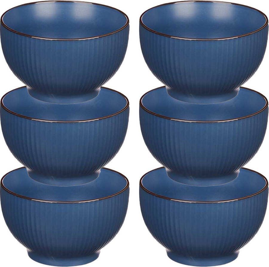 Vivalto Kommetjes serveer schaaltjes soepkommen 6x Mistique porselein D14 x H8 cm blauw Stapelbaar