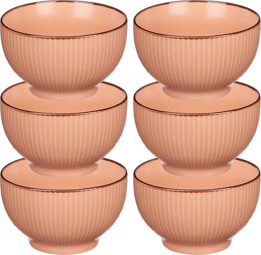 Vivalto Kommetjes serveer schaaltjes soepkommen 6x Mistique porselein D14 x H8 cm zalm roze Stapelbaar