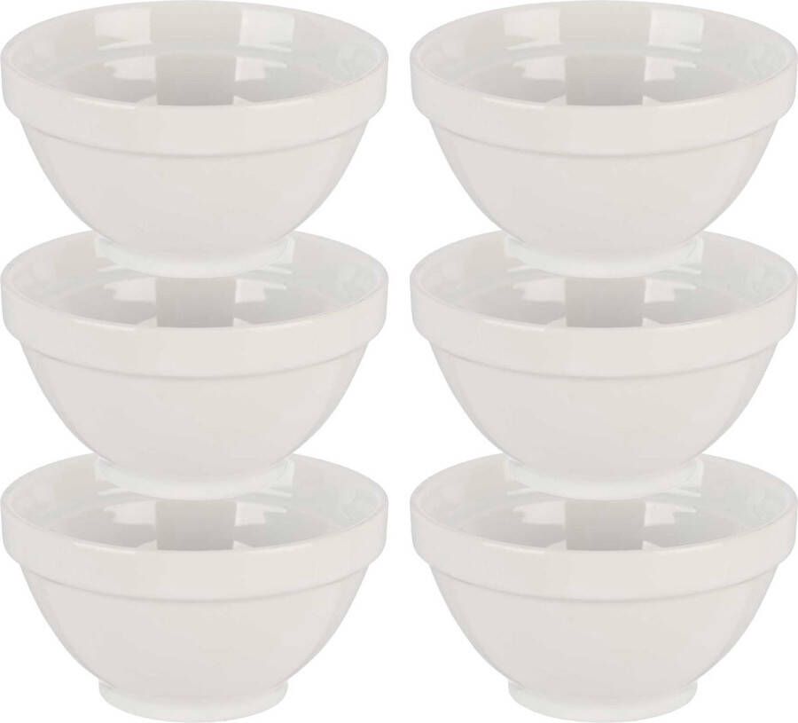 Vivalto Kommetjes serveer schaaltjes soepkommen 6x Okinawa porselein D13.5 x H8 cm ivoor wit Stapelbaar