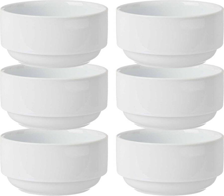 Vivalto Kommetjes serveer schaaltjes soepkommen 6x Sendai porselein D11 x H6 cm ivoor wit Stapelbaar