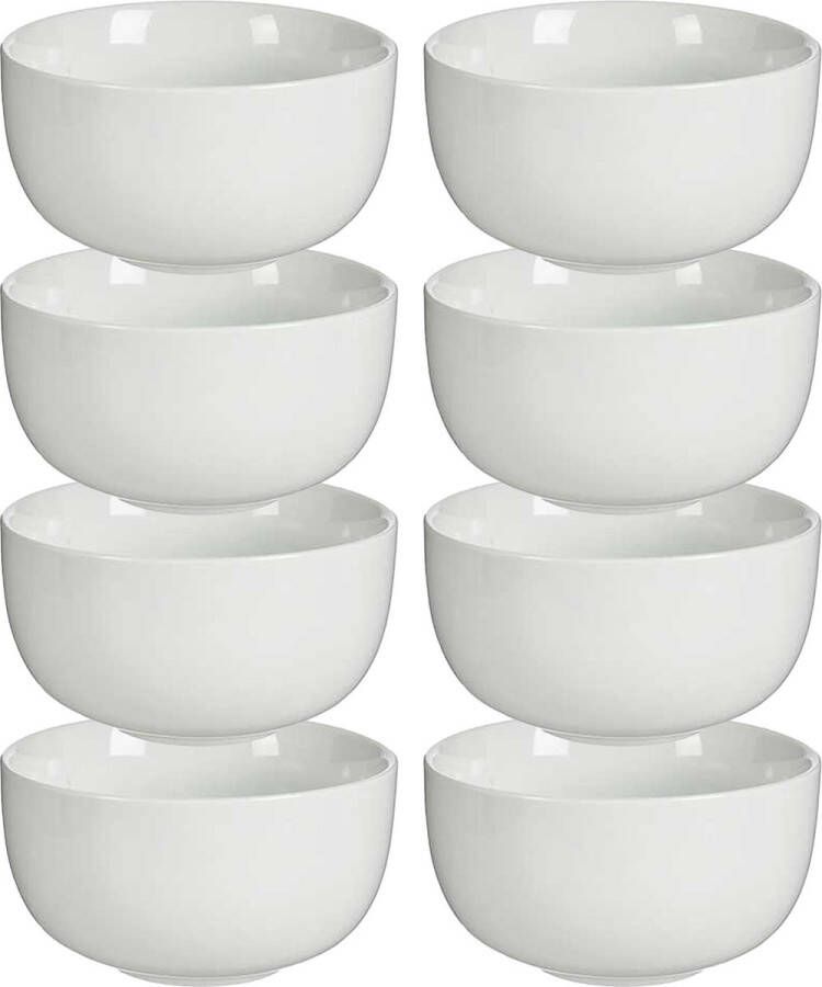 Vivalto Kommetjes serveer schaaltjes soepkommen 8x Madras porselein D14 x H7.5 cm ivoor wit Stapelbaar