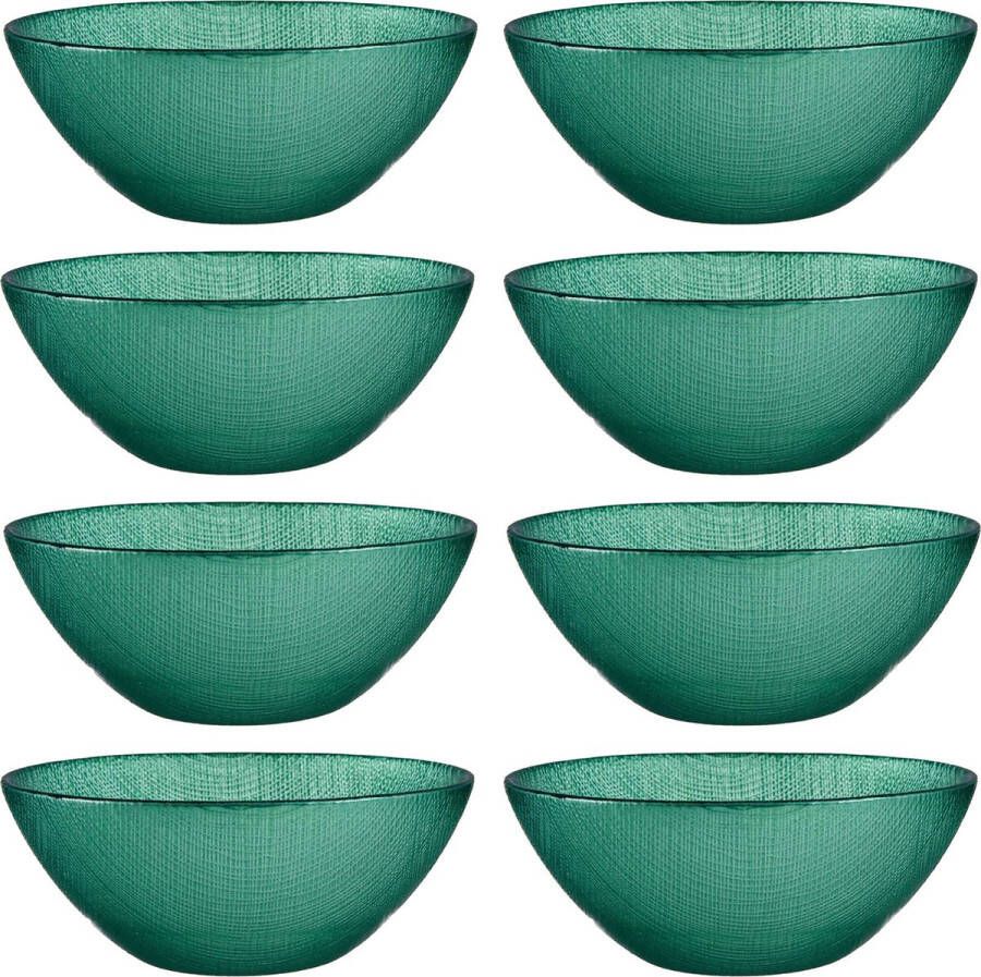 Vivalto Kommetjes serveer schaaltjes soepkommen 8x Murano glas D15 x H6 cm groen Stapelbaar