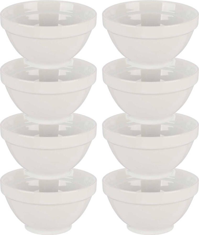 Vivalto Kommetjes serveer schaaltjes soepkommen 8x Okinawa porselein D13.5 x H8 cm ivoor wit Stapelbaar