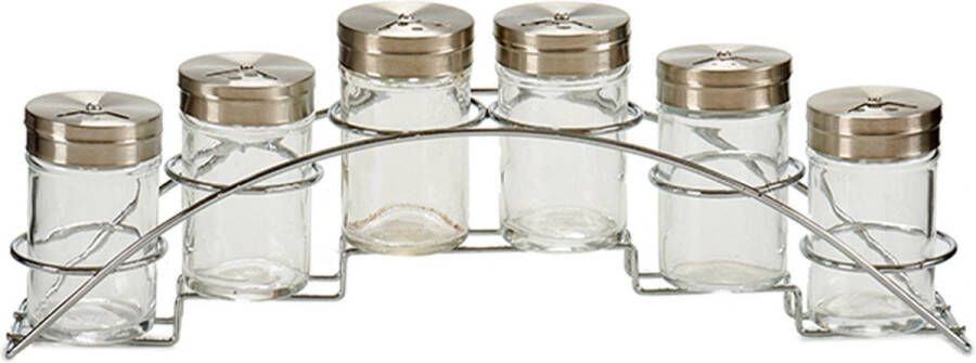 Vivalto Kruidenrekje met 6 kruidenpotjes Kruidenrek metaal glas Kruidenrek met Potjes Kruiden bewaren strooien