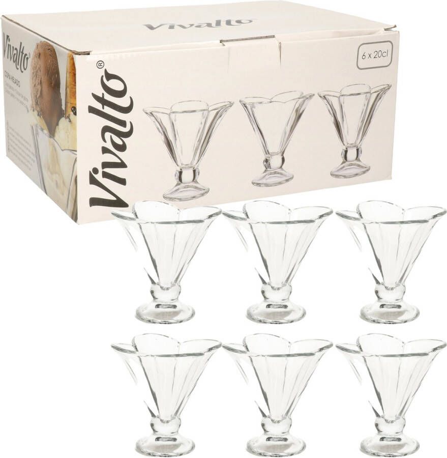 Vivalto Set van 18x stuks ijscoupes ijsschaaltjes van glas 200 ml Dessertschaaltjes