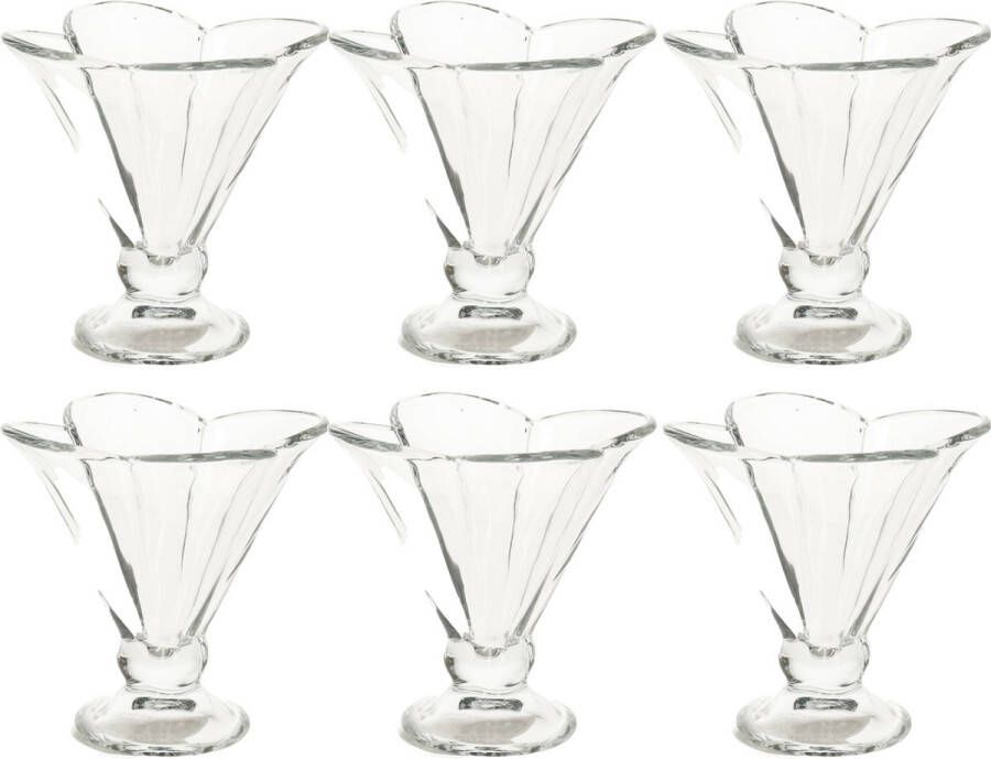 Vivalto Set van 6x stuks Ijscoupes ijsschaaltjes van glas 200 ml Dessertschaaltjes