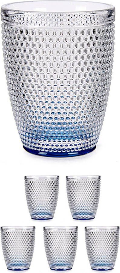 Vivalto Set van 6x stuks luxe drinkglazen waterglazen van 300 ml transparant blauw Drinkglazen