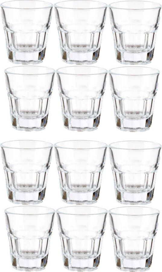 Vivalto shotglaasjes 12x stuks glas transparant 40 ml borrelglazen shotglazen