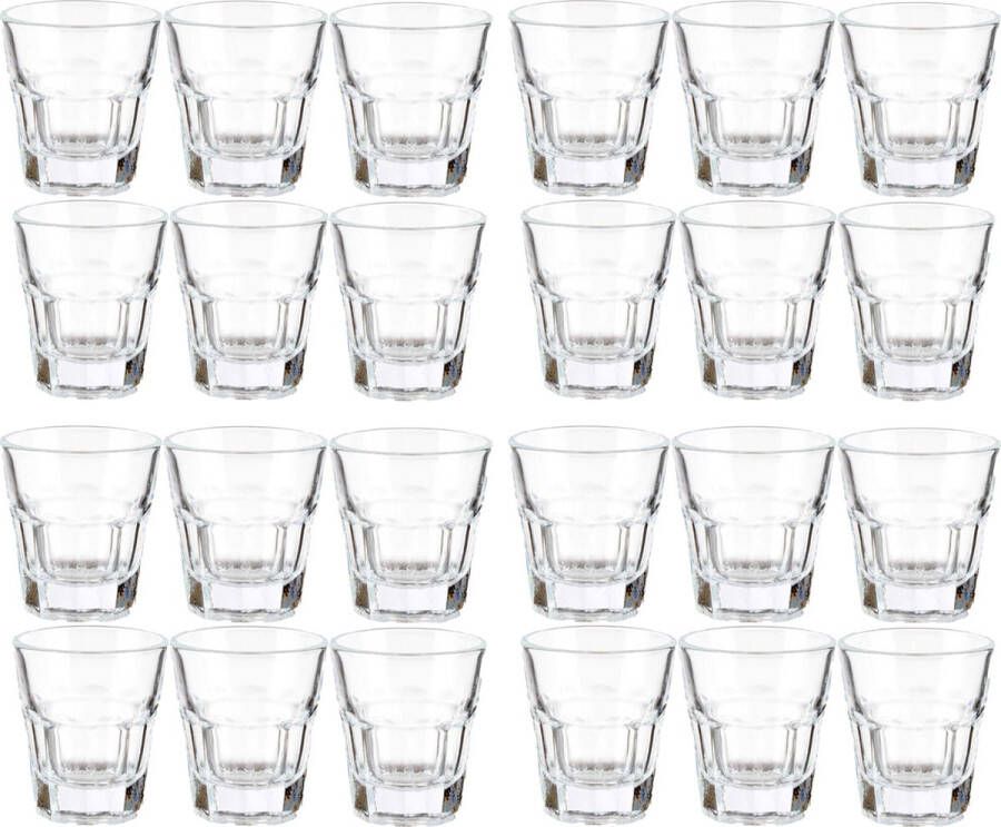 Vivalto shotglaasjes 24x stuks glas transparant 40 ml borrelglazen shotglazen