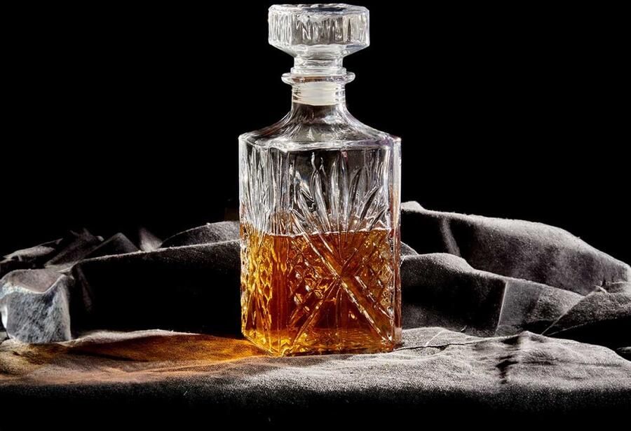 Vivalto Karaf- Decanteerkaraf- Ruitvormig- Glas- Whisky- Wijn- 900 ml