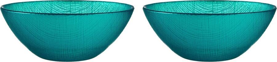 Vivalto Kommetjes serveer schaaltjes soepkommen 2x Murano glas D15 x H6 cm turquoise blauw Stapelbaar