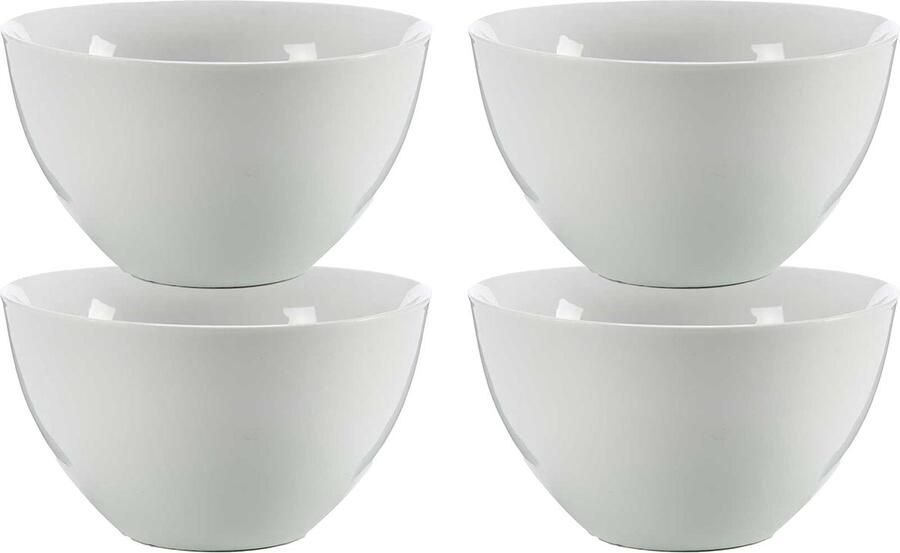 Vivalto Kommetjes serveer schaaltjes soepkommen 4x Mumbai porselein D13.5 x H7.5 cm ivoor wit Stapelbaar