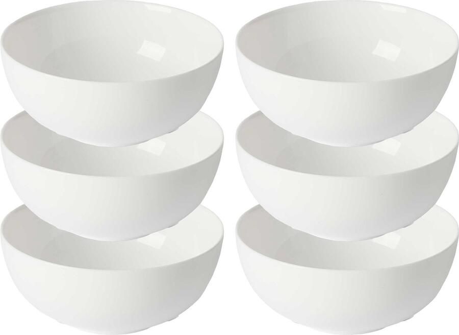 Vivalto Kommetjes serveer schaaltjes soepkommen 6x Opal keramiek D15 x H6 cm ivoor wit Stapelbaar