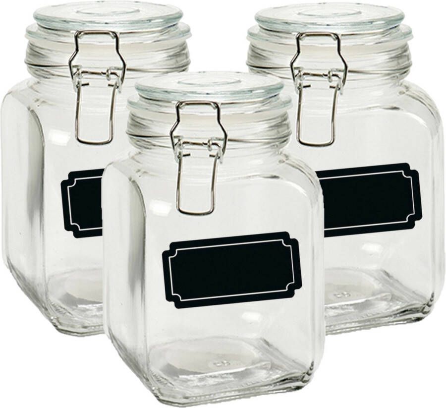 Vivalto Weckpot inmaakpot 6x 1.2L glas met beugelsluiting incl. etiketten Weckpotten