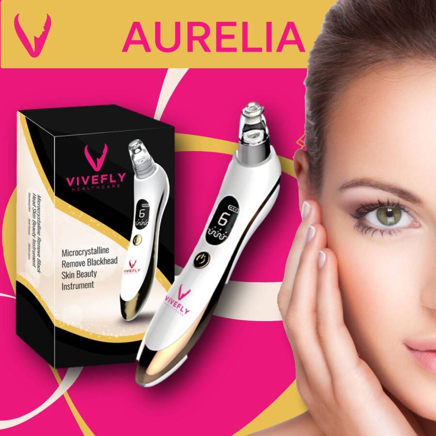 Vivefly Healthcare Blackhead Remover Aurelia Poriënreiniger Mini gezichtsborstel Mee-eter Verwijderaar Incl. 4 comedonenlepsels Gezichtsreinigingsapparaat Gezichtsverzorging Huidverzorging Gezichtsmasker Acne Behandeling