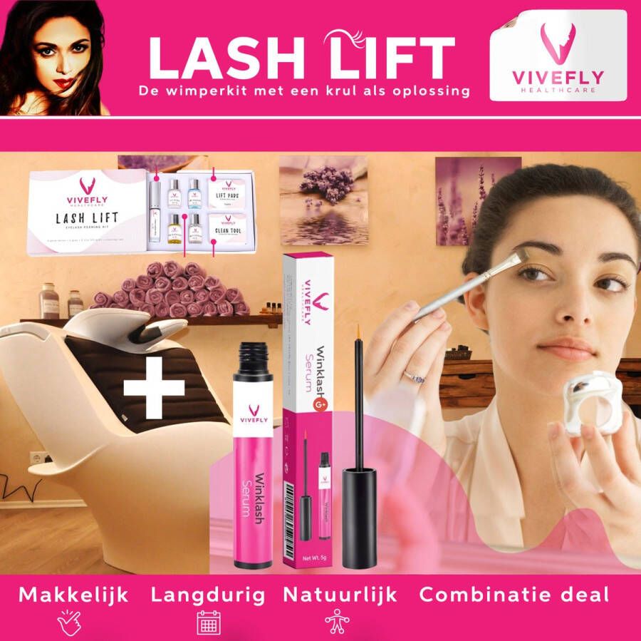 Vivefly Healthcare Lash Lift en Wimper Combinatie Deal Wimperserum 5ml Extra Sterke Lijm Eyelash Lifting Kit Professionele Lash Lift en Wenkbrauw Lifting Set Lamination Kit Geschikt voor Professioneel Gebruik