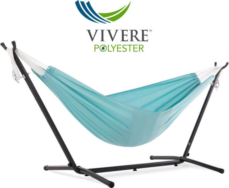 Vivere Double Polyester Hangmat met standaard (250 CM) Aqua