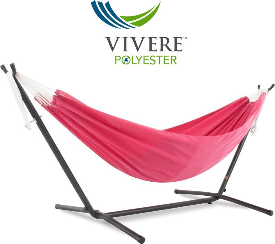 Vivere Combo polyester hangmat met standaard (280 cm) (Kleur: roze)
