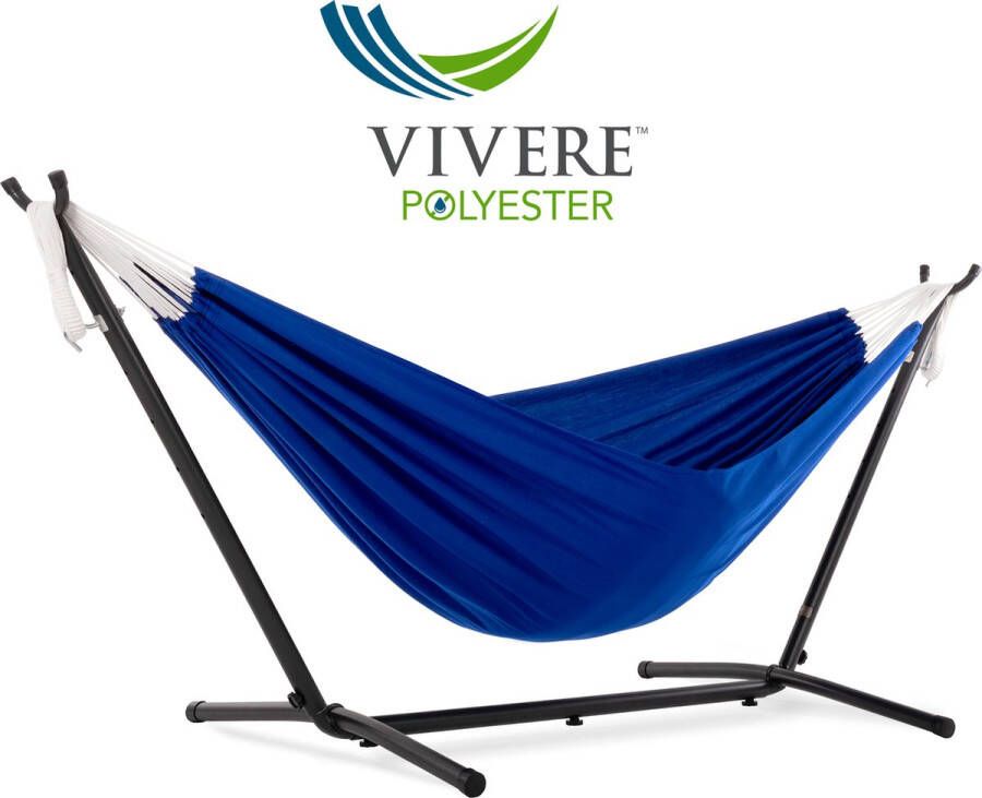 Vivere Double Polyester Hangmat met standaard (250 CM) Royal Blue