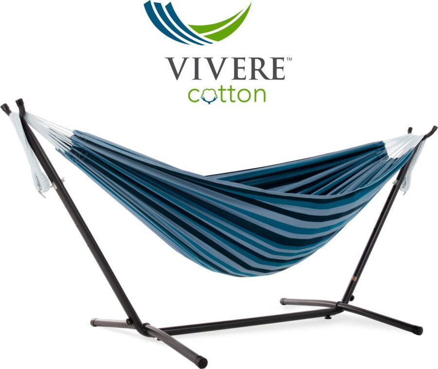 Vivere Combo Dubbele Hangmat met Standaard Blue Lagoon