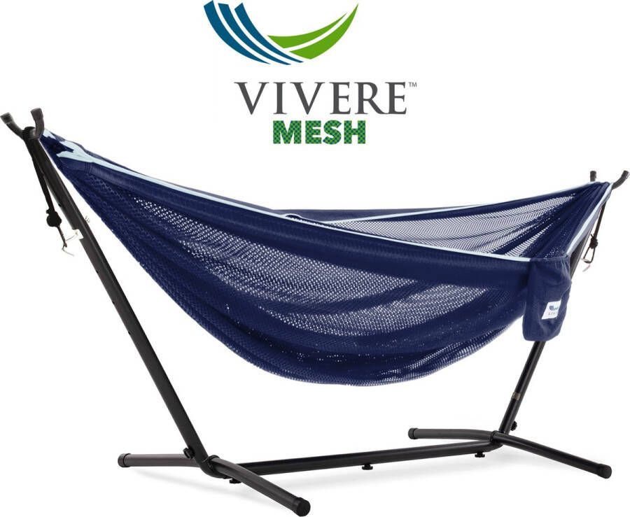 Vivere Mesh Hangmat met standaard (280 CM) -Navy Turquoise