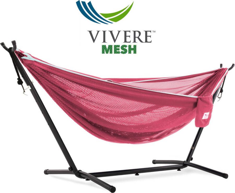 Vivere Mesh Combo Hangmat met standaard (Kleur: roze turquoise)