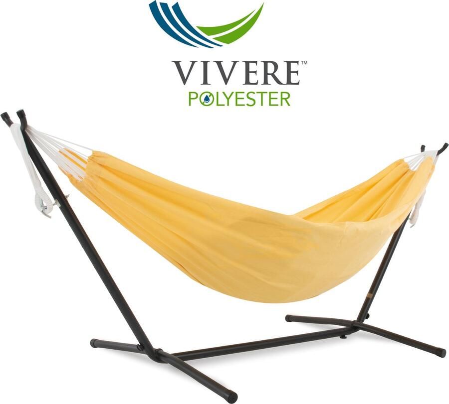 Vivere Combo polyester hangmat met standaard (280 cm) (Kleur: geel)