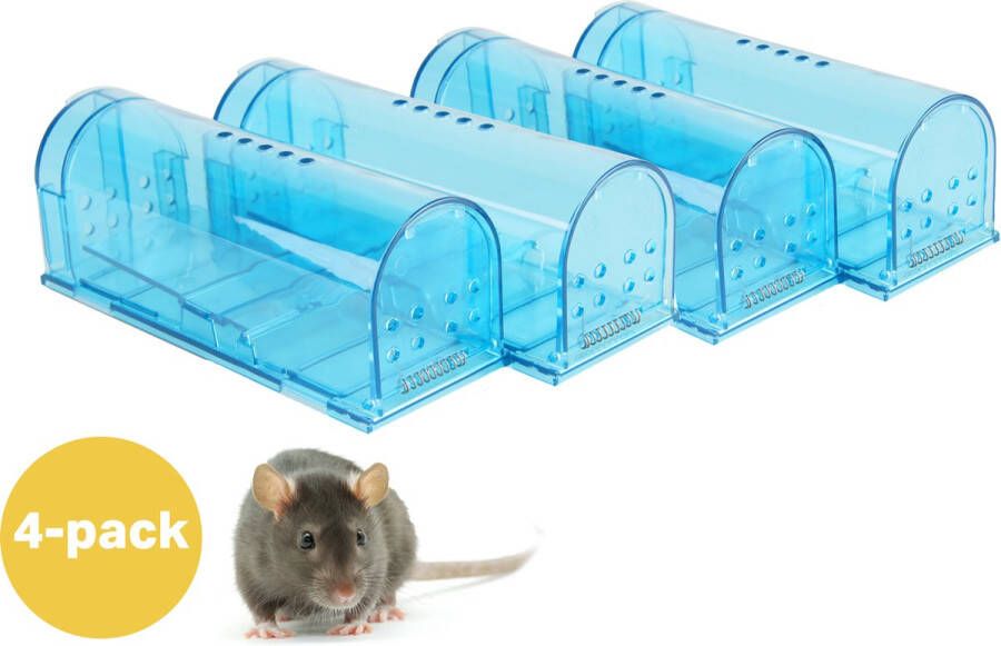 Vivid Green Diervriendelijke muizenval voor binnen & buiten Muizenvallen Muizenverjager Mouse trap 4 Pack Blauw