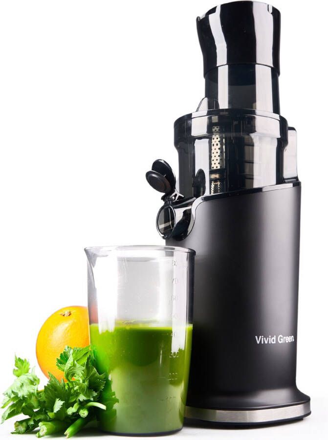 Vivid Green Slowjuicer Sapcentrifuge voor Groenten & Fruit Juicer Anti Drup Anti Oxidatie 800 ml Zwart