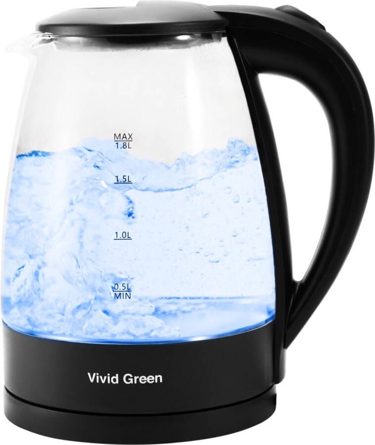 Vivid Green Elektrische Waterkoker Retro Waterkokers Glas 1 8L Warmhoudfunctie Met Filter 1500W