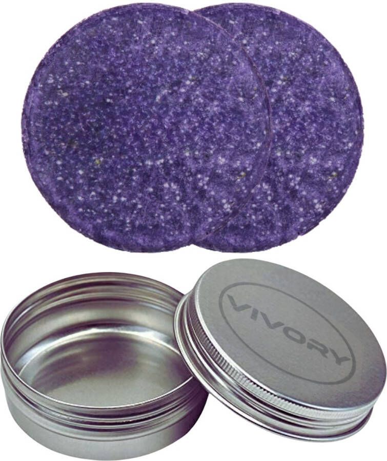 Vivory 2 Stuks Natuurlijke Shampoo Bar Violet Haze – Franse Lavendel Handgemaakt Geen Sulfaten Geschikt voor alle Haartypes + Gekleurd haar Gratis opbergblik VOORDEEL AANBIEDING