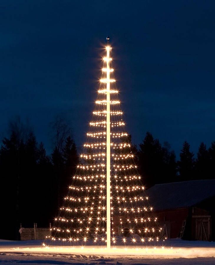 Vlaggenmast Kerstverlichting Vlaggenmast Kerstboom 600 LED 3D Warmwit