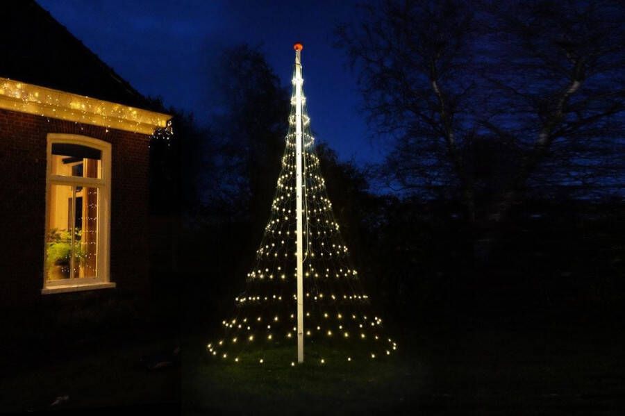 Vlaggenmast Kerstverlichting Vlaggenmast Kerstboomverlichting 400 LED Lengte 4 m 3D TÜV En KEMA Gekeurd Warmwit