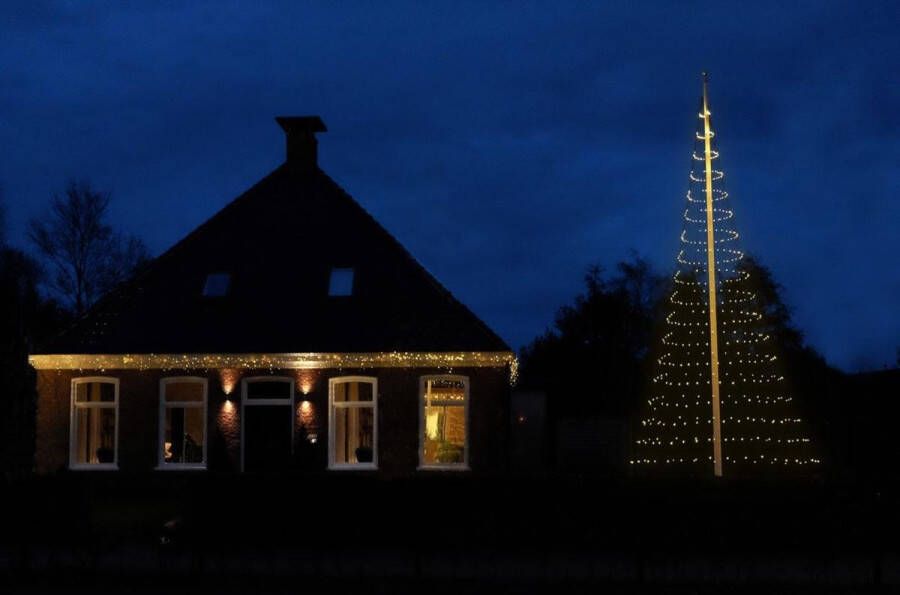 Vlaggenmast Kerstverlichting Vlaggenmast Kerstboomverlichting 800 LED Lengte 8 m 3D TÜV En KEMA Gekeurd Warmwit