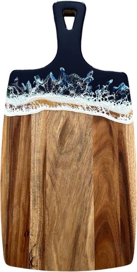 Vleugel Luxe Acacia Houten Borrelplank met Epoxy Afwerking 37 5x18 cm Ideaal voor Borrelavonden en Cadeaus