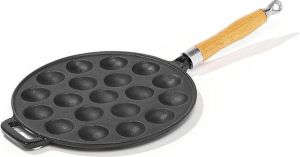Voccelli Poffertjespan met houten greep 25 cm gietijzer