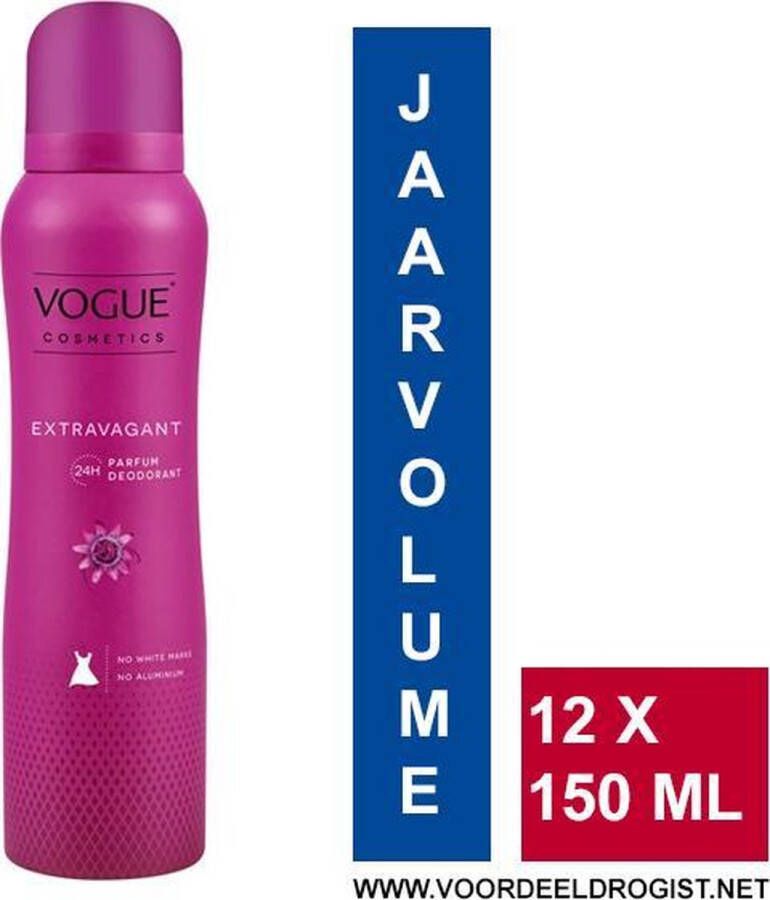 Vogue Deospray Extravagant Jaarvolume 12 x 150ml