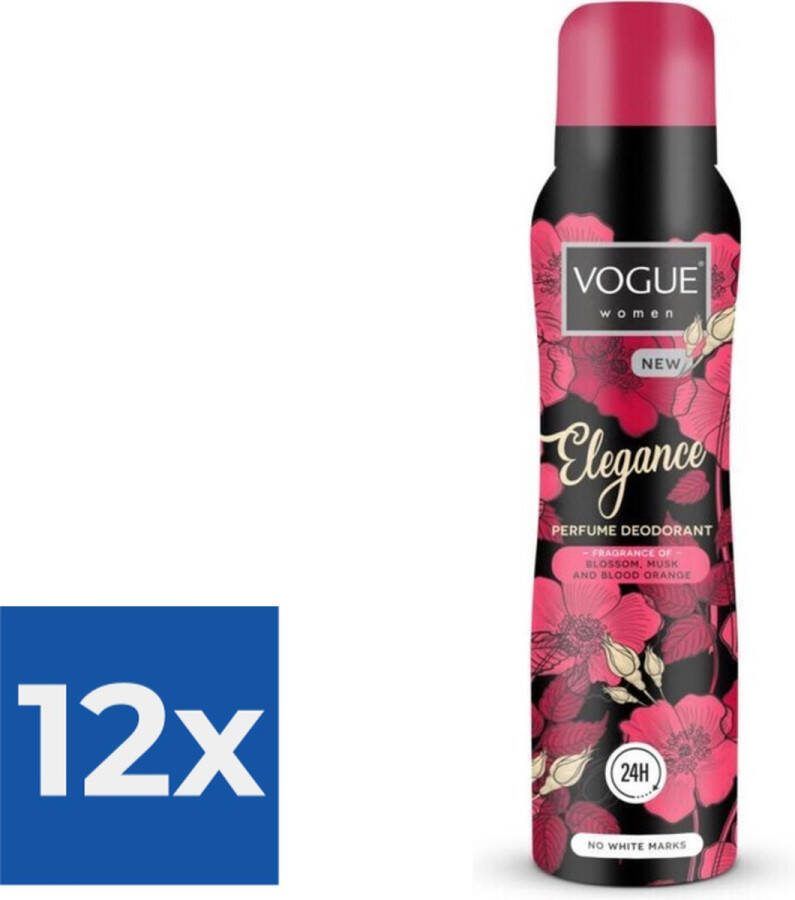 Vogue Elegance Parfum Deodorant 150 ml Voordeelverpakking 12 stuks