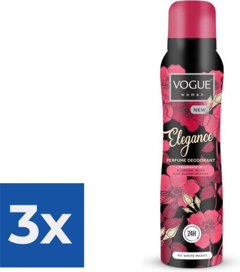 Vogue Elegance Parfum Deodorant 150 ml Voordeelverpakking 3 stuks