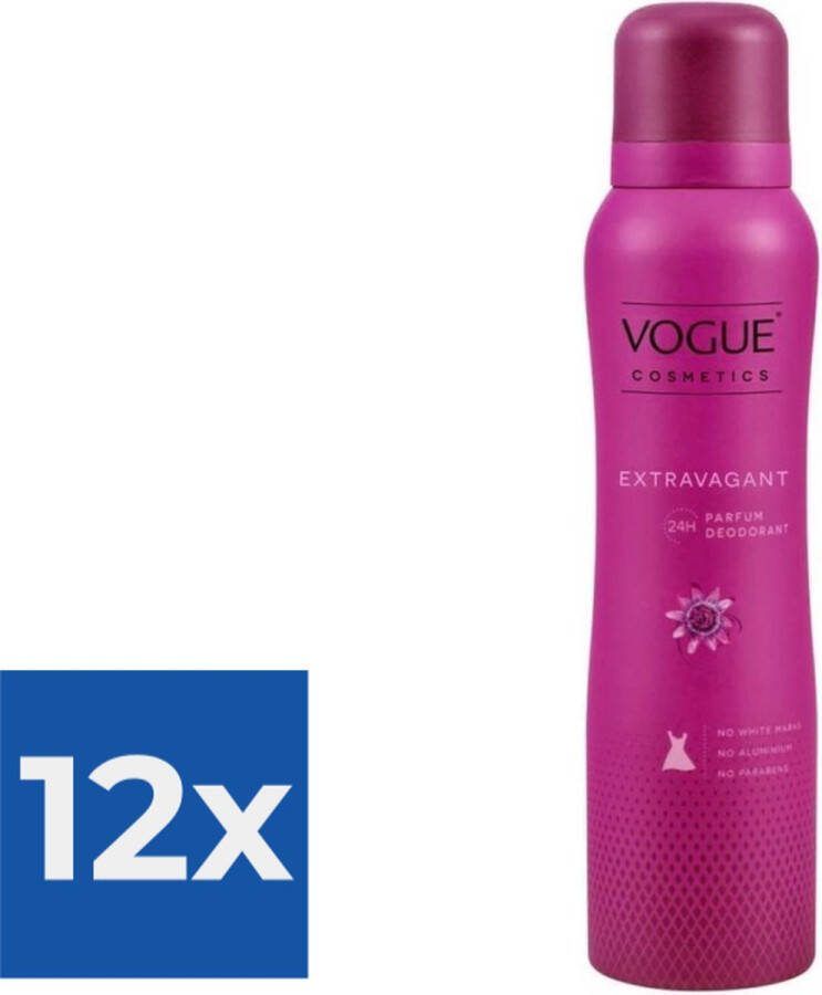 Vogue Extravagant Parfum Deodorant 150 ml Voordeelverpakking 12 stuks