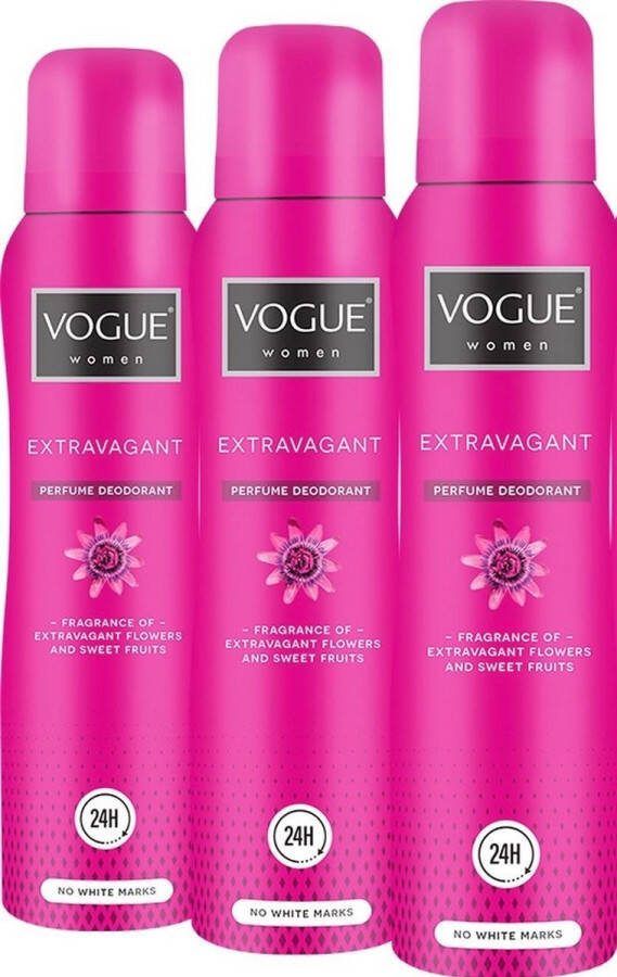 Vogue Extravagant Parfum Deodorant 3 x 150 ml