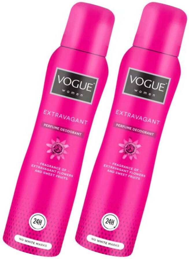 Vogue Extravagant Parfum Deodorant Spray 2 x 150ml Geursensatie van Limoen Sinaasappel Violet Vanille en Amber