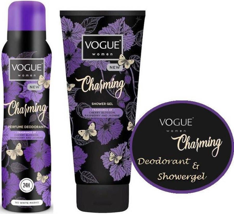 Vogue geschenk set : Showergel 200ml en Parfume Deodorant 150 ml Charming