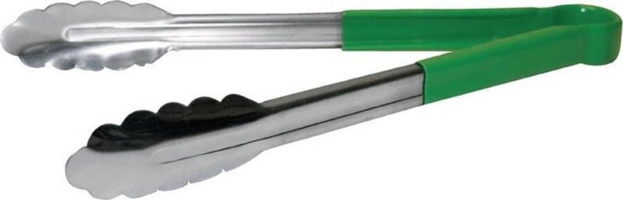 Vogue Hygiplas Serveertang Vleestang Kleurcode Groen RVS 30cm Gladde vorm tegen bacteriën horeca bbq tang
